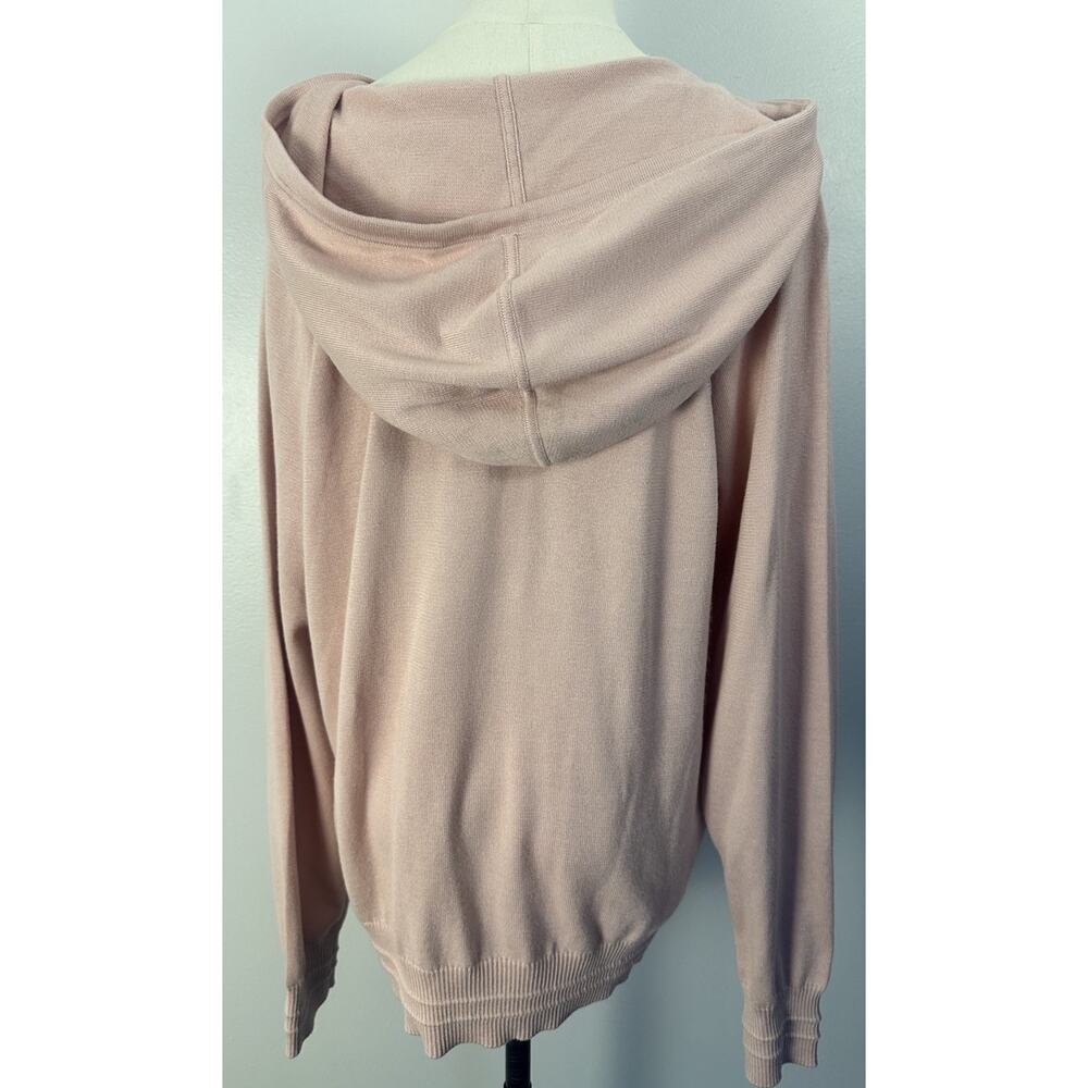 Athleta Evergreen V-Neck Knit Hoodie Sweater Blush Pink L Athleisure Balletcore - Picture 2 of 10